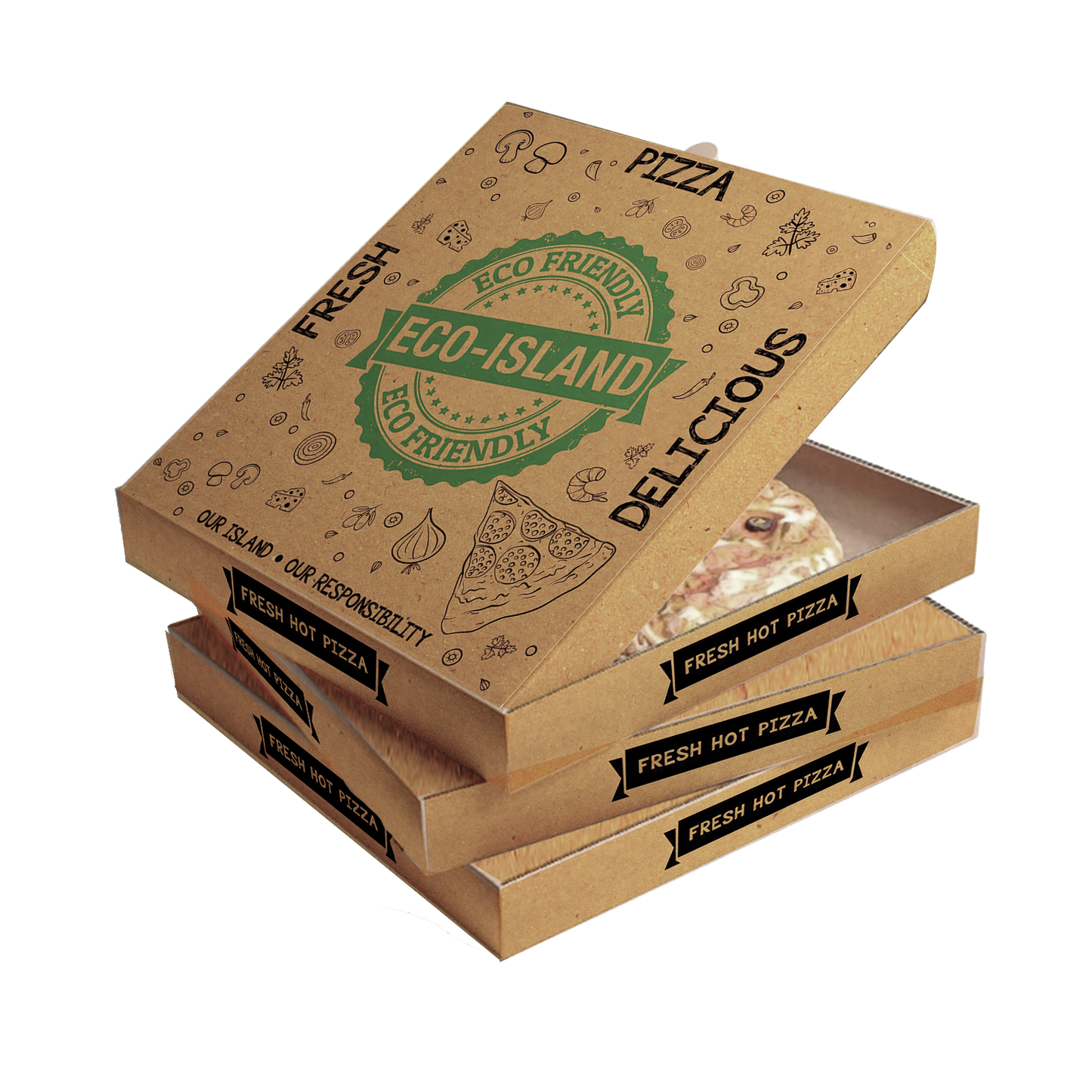 Pizza Box Eco-Island BR 1/50 ( 10", 12", 16")