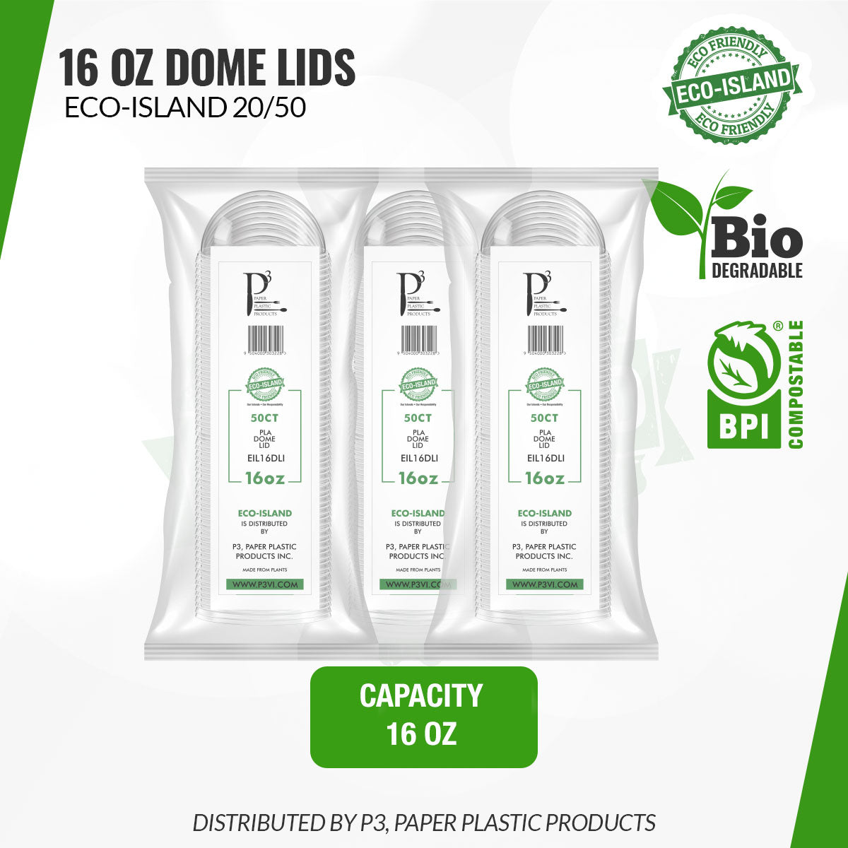 16oz Eco-Island Dome Lids 20/50