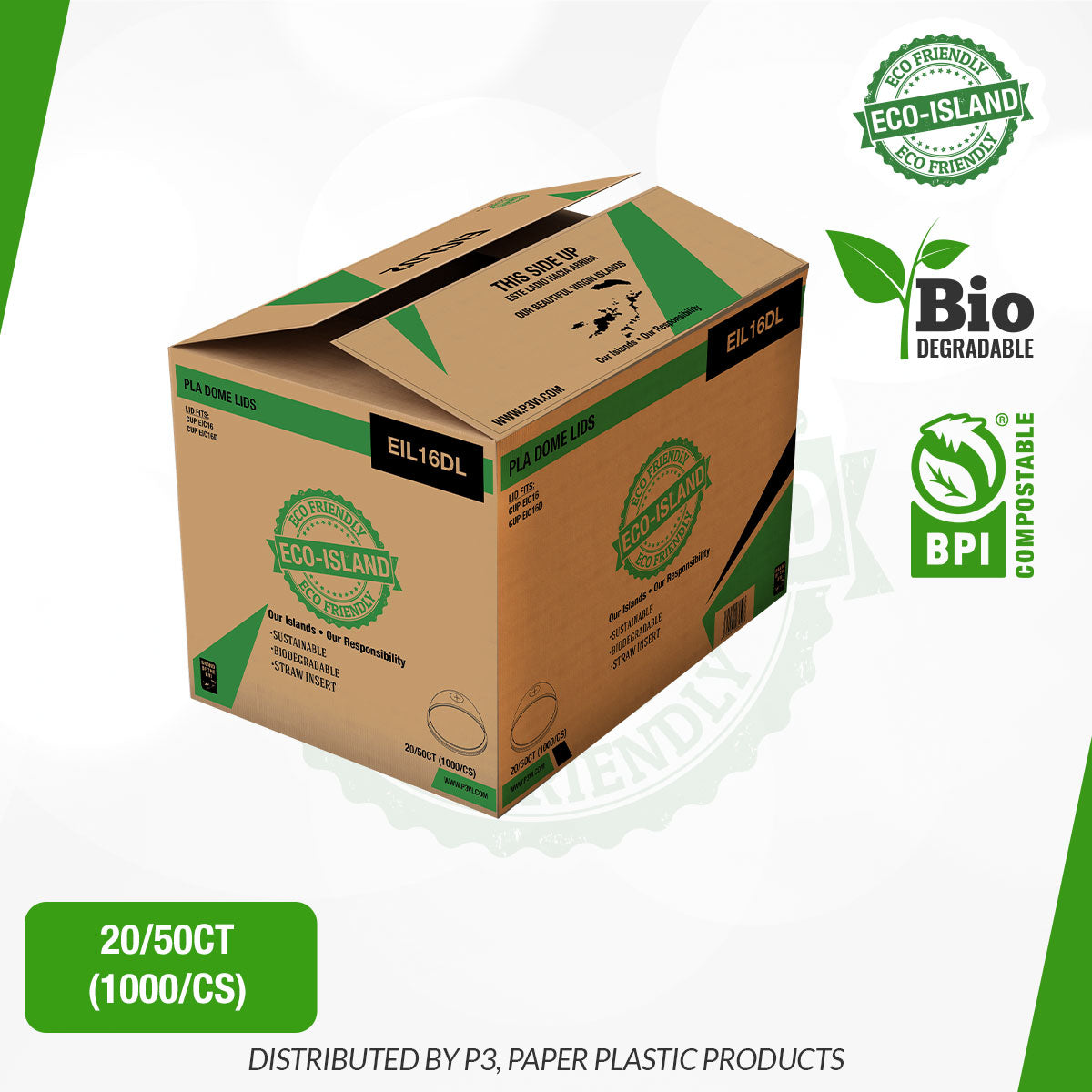 16oz Eco-Island Dome Lids 20/50