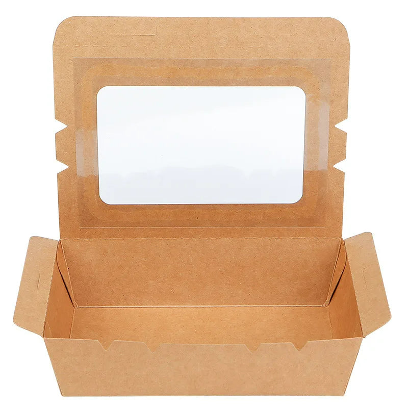 Kraft Food Container with window 8" x 5.5" x 2" 4/50