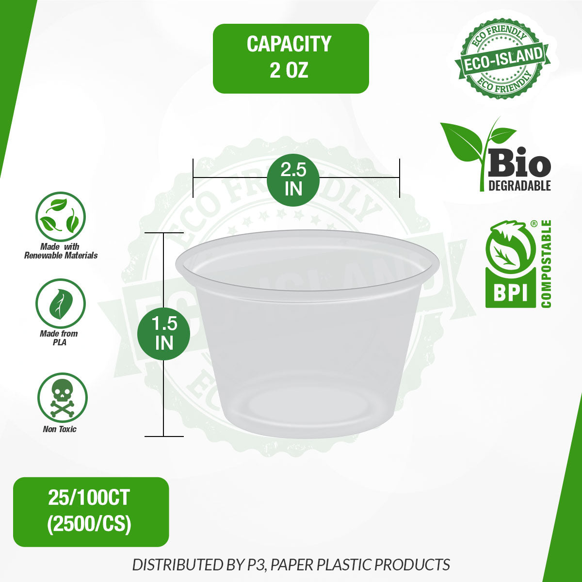 2oz Souffle Lids Eco-Island 25/100