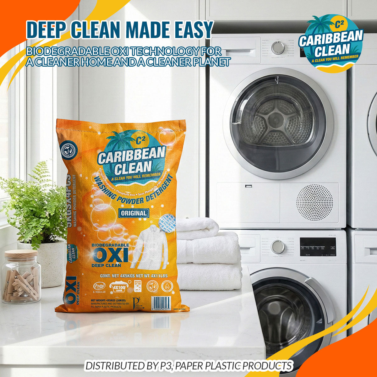 Washing Powder Detergent Lemon Caribbean Clean 5kgs. 4/1 | CCP10009 | CCWP5KG4