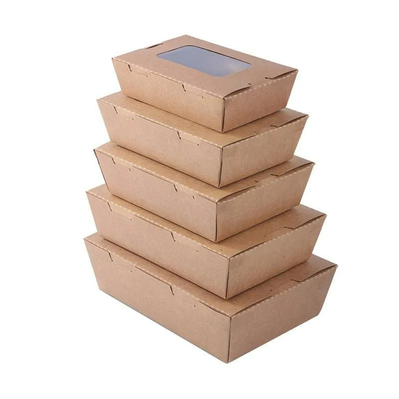 Kraft Food Container White with window 8" x 5.5" x 2" 4/50