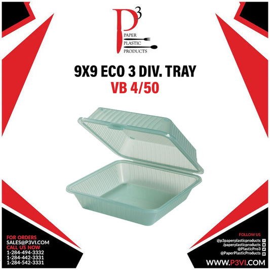 9x9 Eco 3 Div. Tray VB 4/50