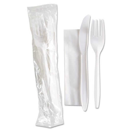 Wrapped HYP Med PP Combo Wht (Fork, Knife & Napkin) 5/100 CW10011