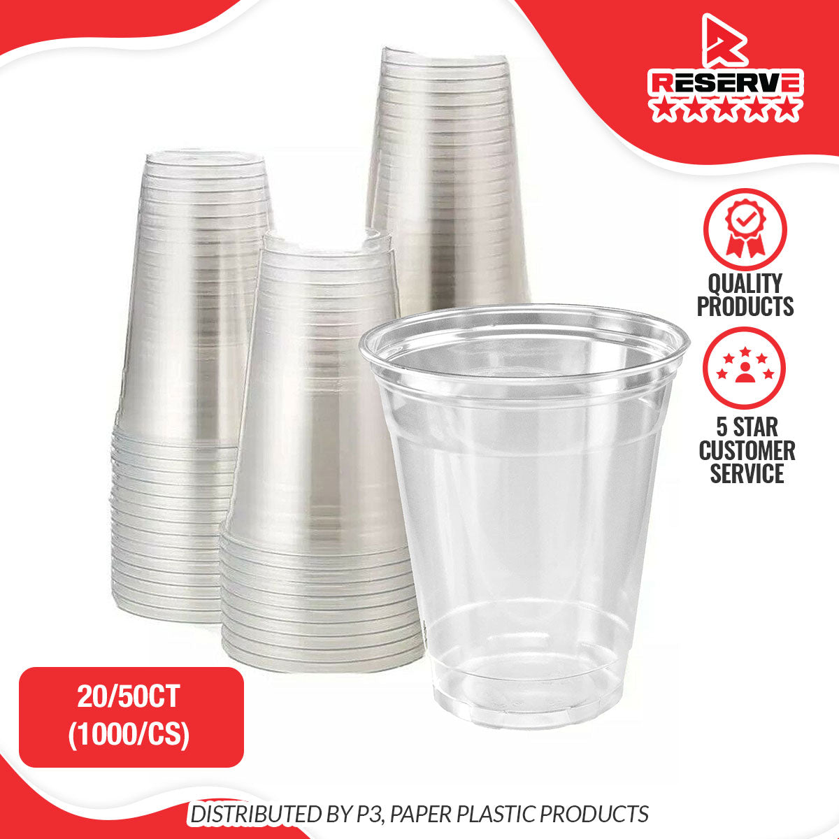 Reserve Clear Cups – 16oz, 12oz, 10oz, 9oz 20/50