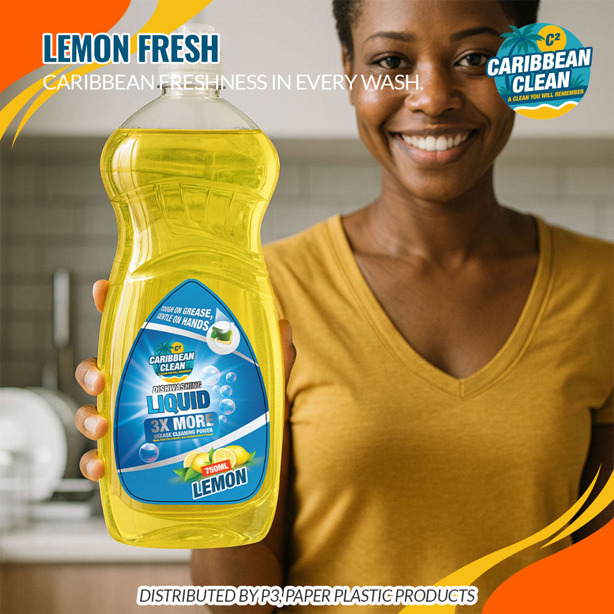 Dishwashing Liquid Lemon Caribbean Clean 750ml 1/10 | DWL10024 | DWLLCC750