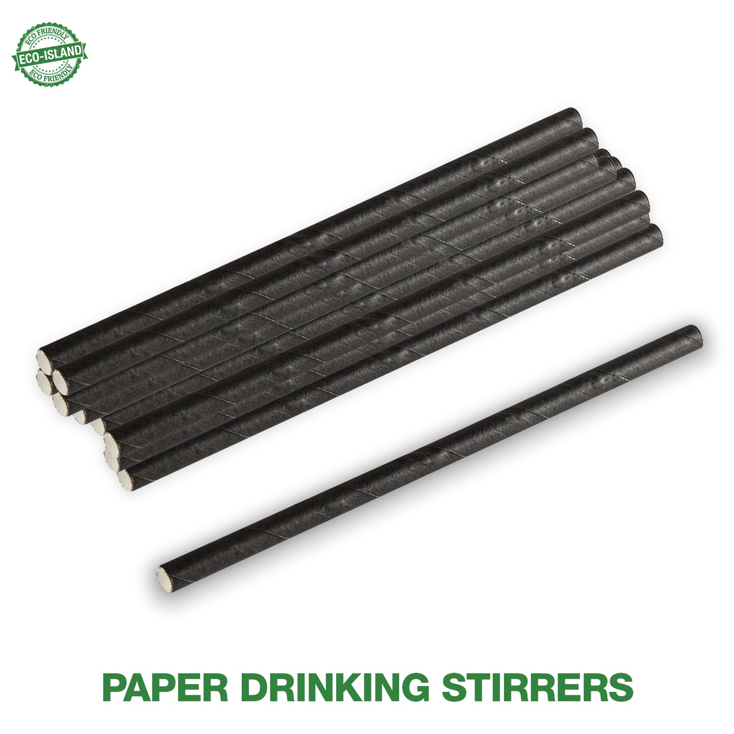 Paper Straw Blk (7.5") Eco-Island 10/400