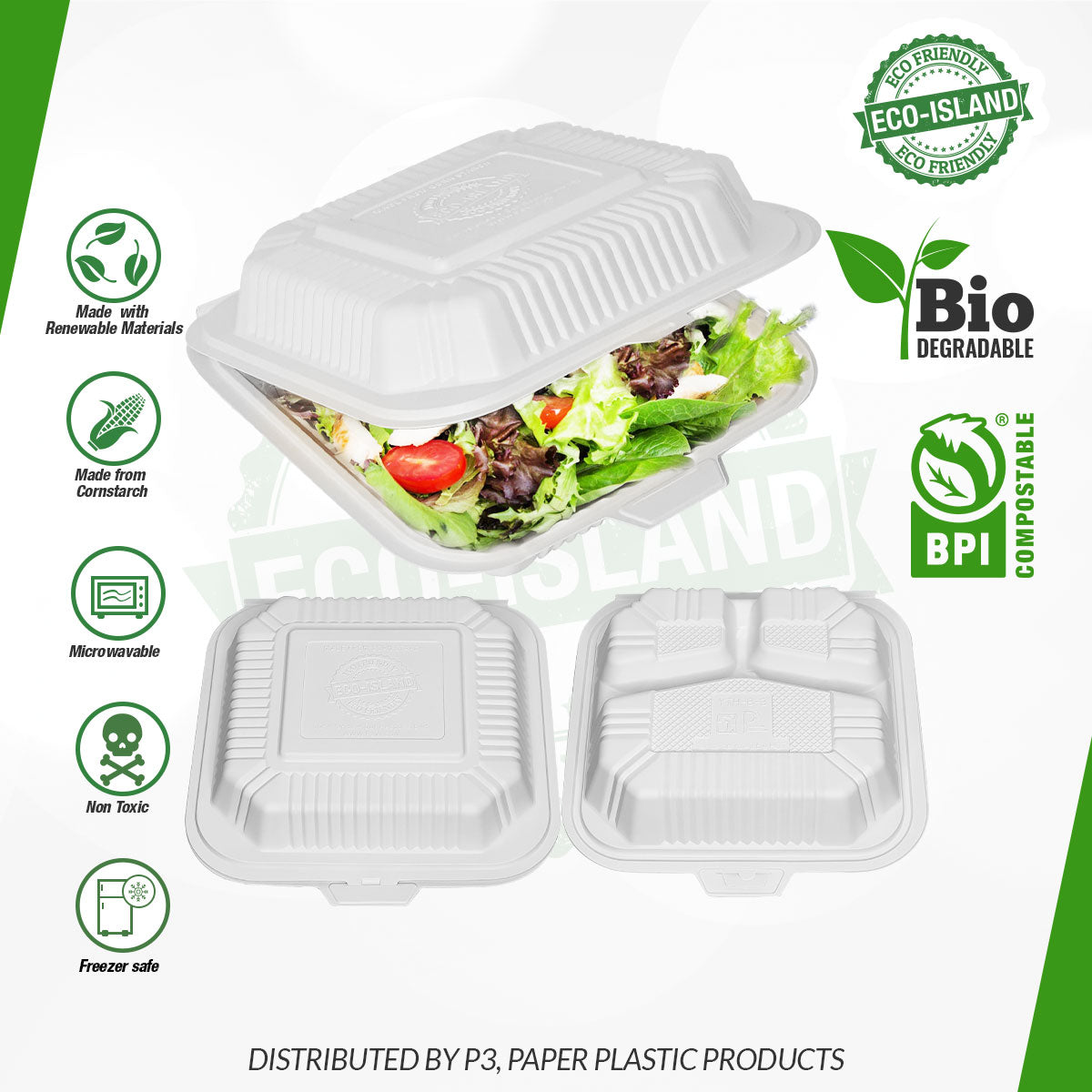 8x8 Eco-Island 3Div. Trays 4/50