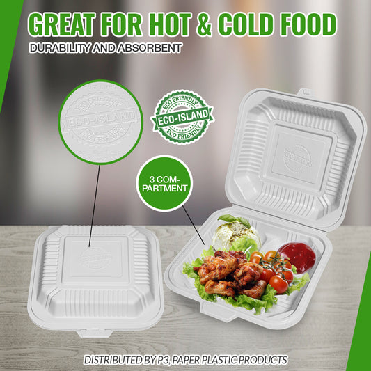 9x9 Eco-Island 3Div. Trays 4/50 |FCB10012|EI293