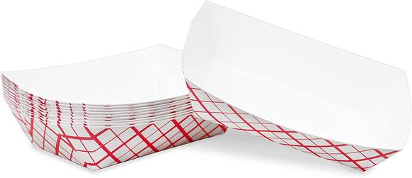 Paper Food Trays 5lb Red Checked 2/250