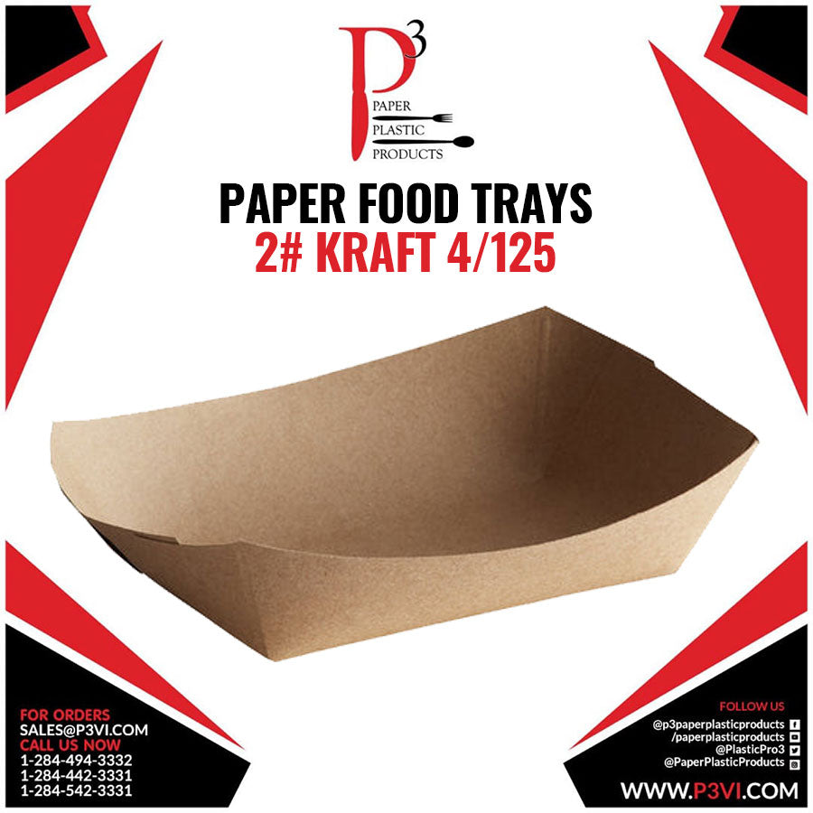 Paper Food Trays 2# Kraft 4/125