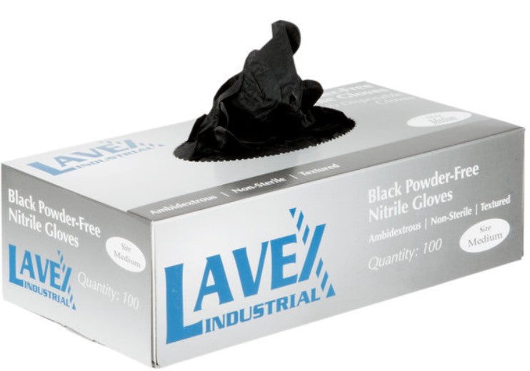 Gloves Nitrile M Blk 5mil Lavex 10/100