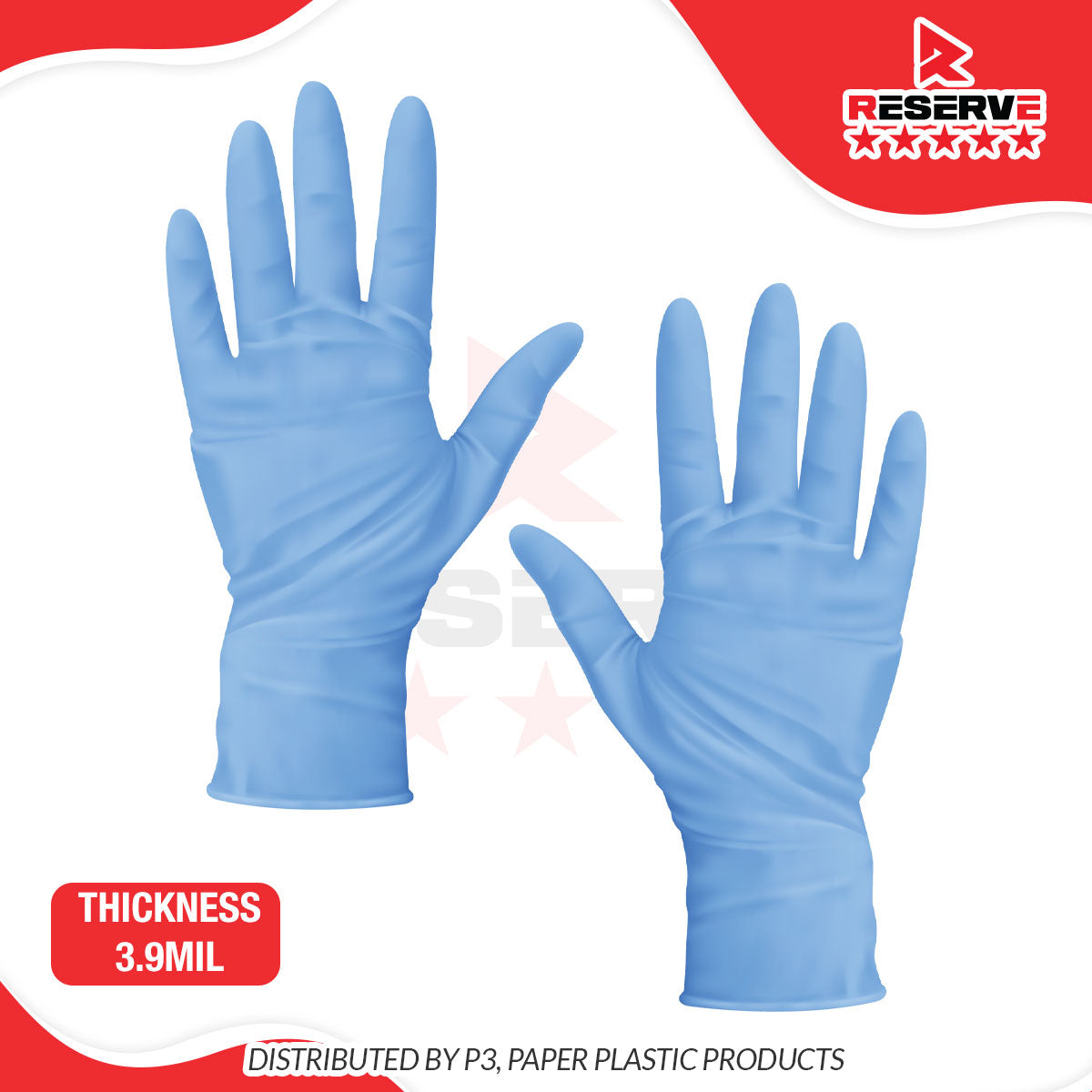 Gloves Nitrile Blue 3.9mil Reserve 10/100 (M & L)