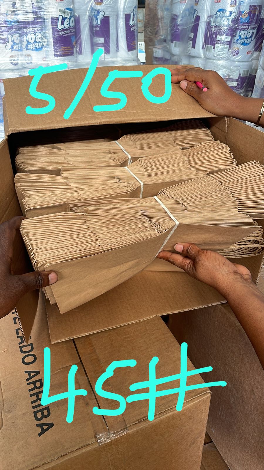 Handle Bags 45# Plain Brown 5/50