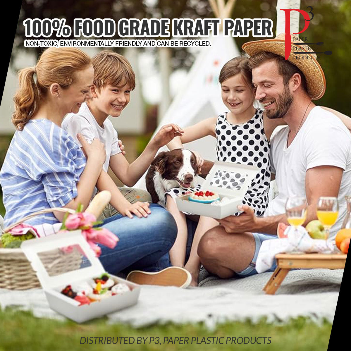 Kraft Food Container White with window 8.6" x 6.5" x 2.5" 4/50