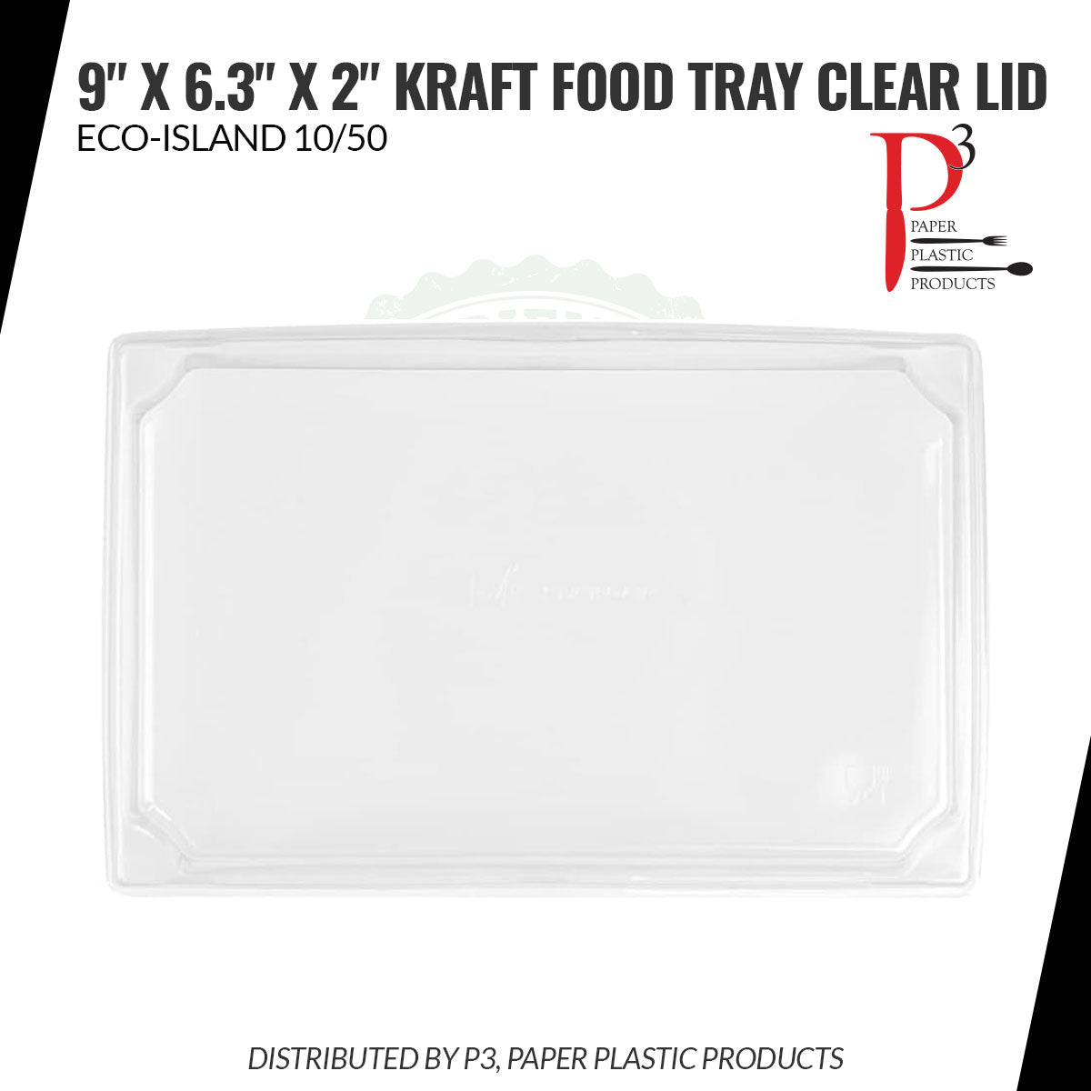 Kraft Food Tray 9" x 6.3" x 2" Clear Lid Eco-Island 10/50