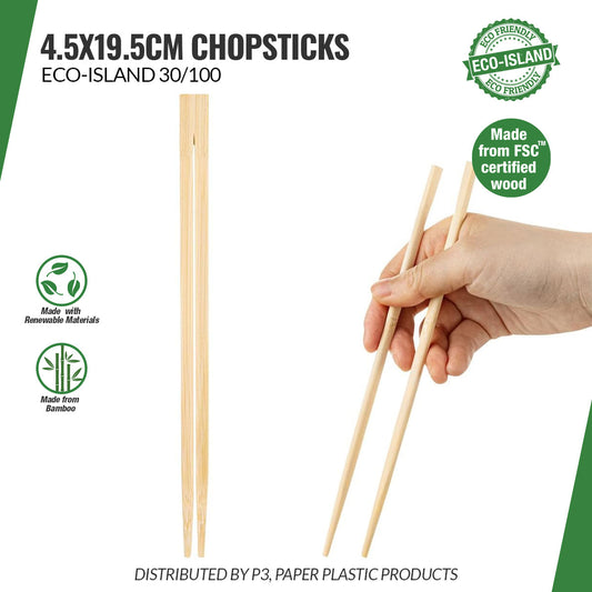 9" Chopstick Bamboo Plain Eco-Island 30/100