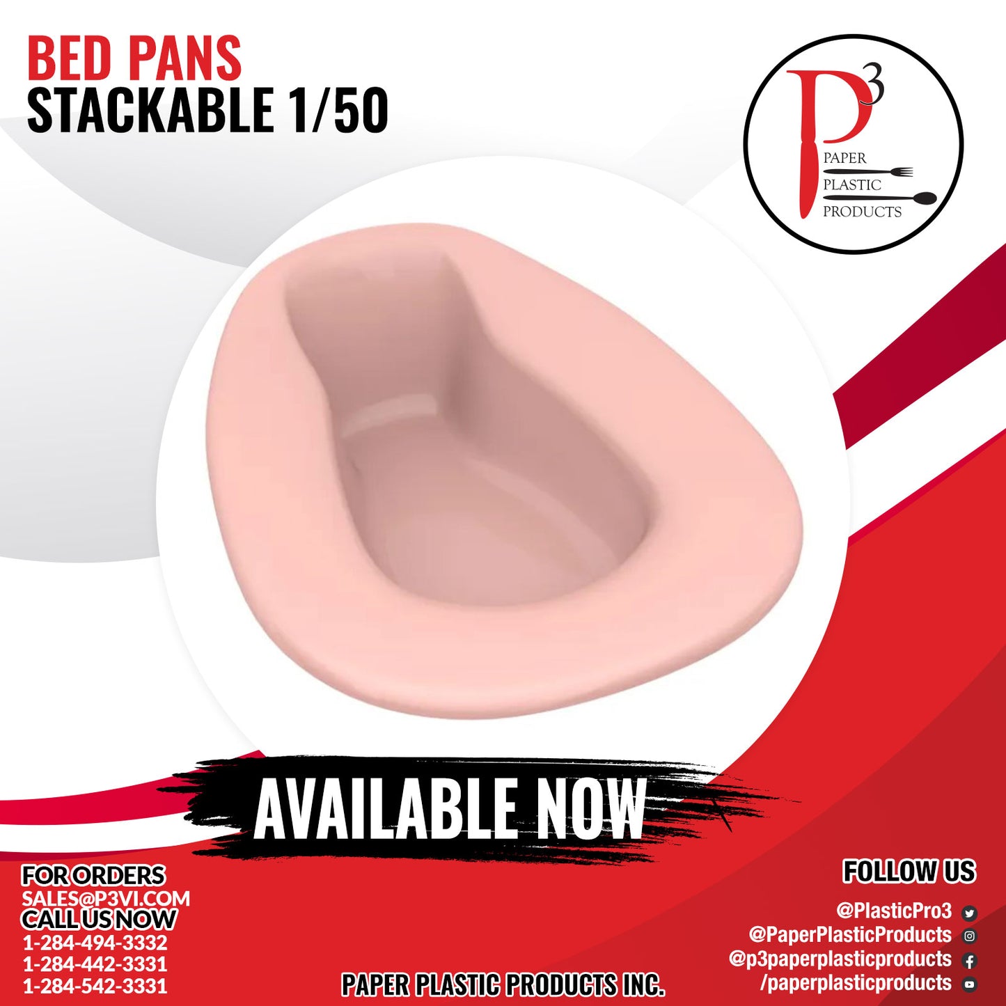 Bed Pans Stackable 50/1