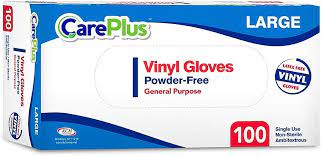 Gloves Vinyl L Care Plus 10/100