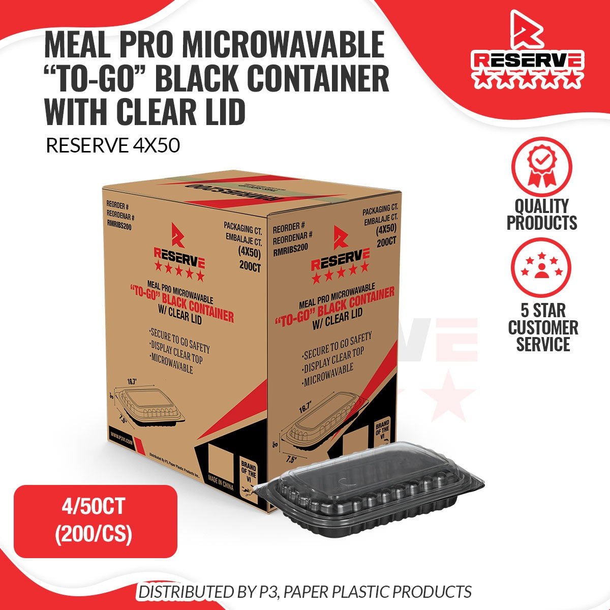 Reserve MealPro Microwavable BLK "TO-GO" Container with Lids – RMRIBS200