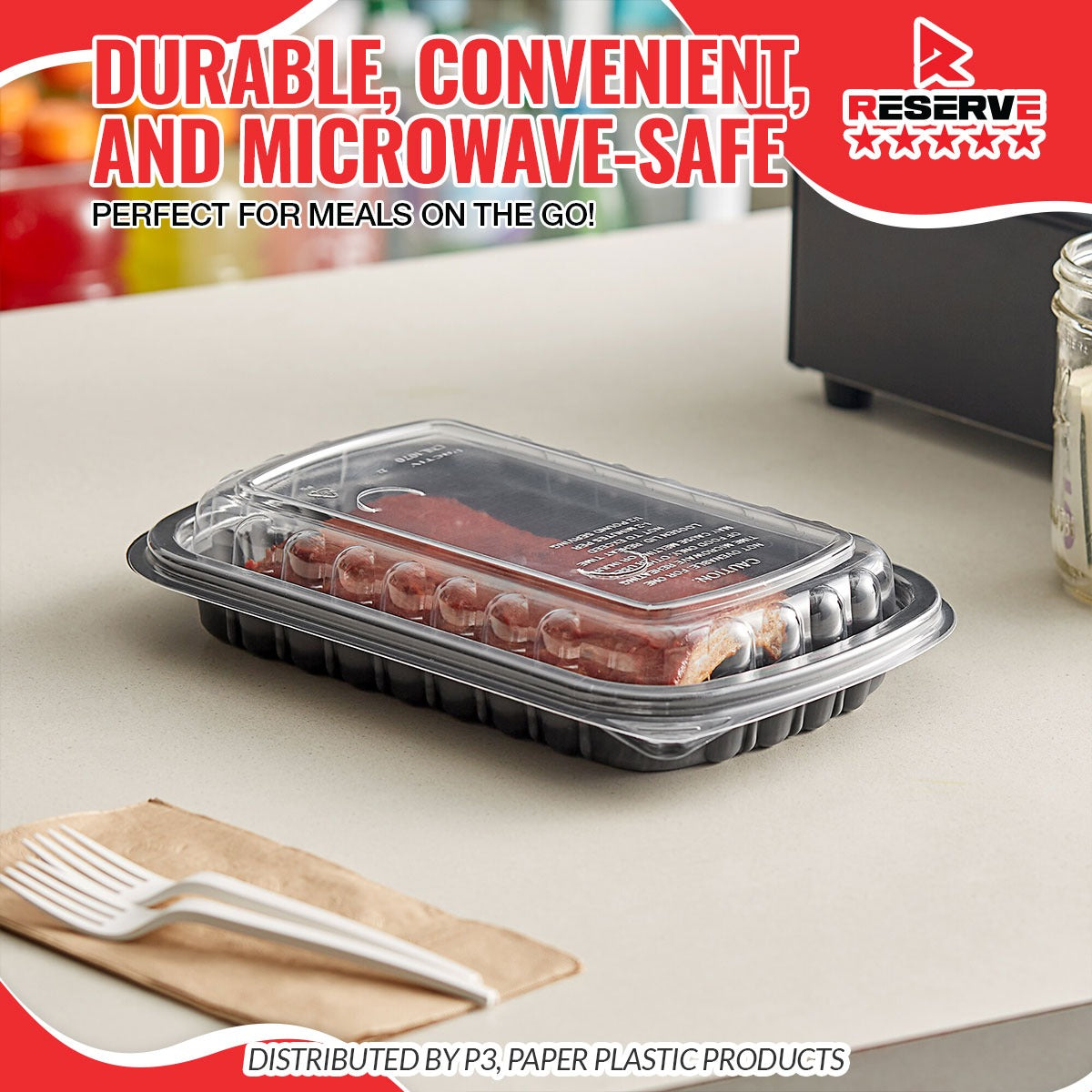Reserve MealPro Microwavable BLK "TO-GO" Container with Lids – RMRIBS200
