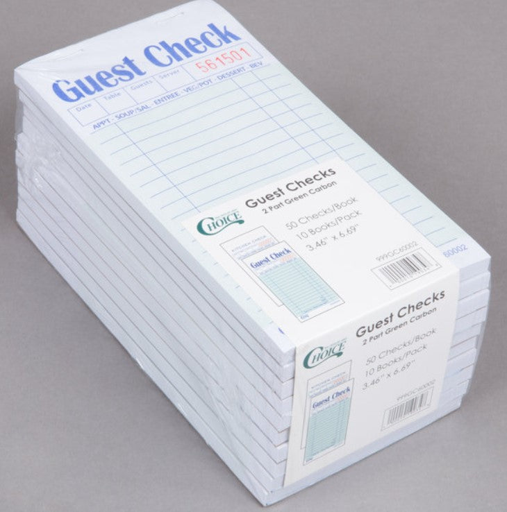 Guest Check Book 2 Part G+W Carbonless Choice 5/10/50