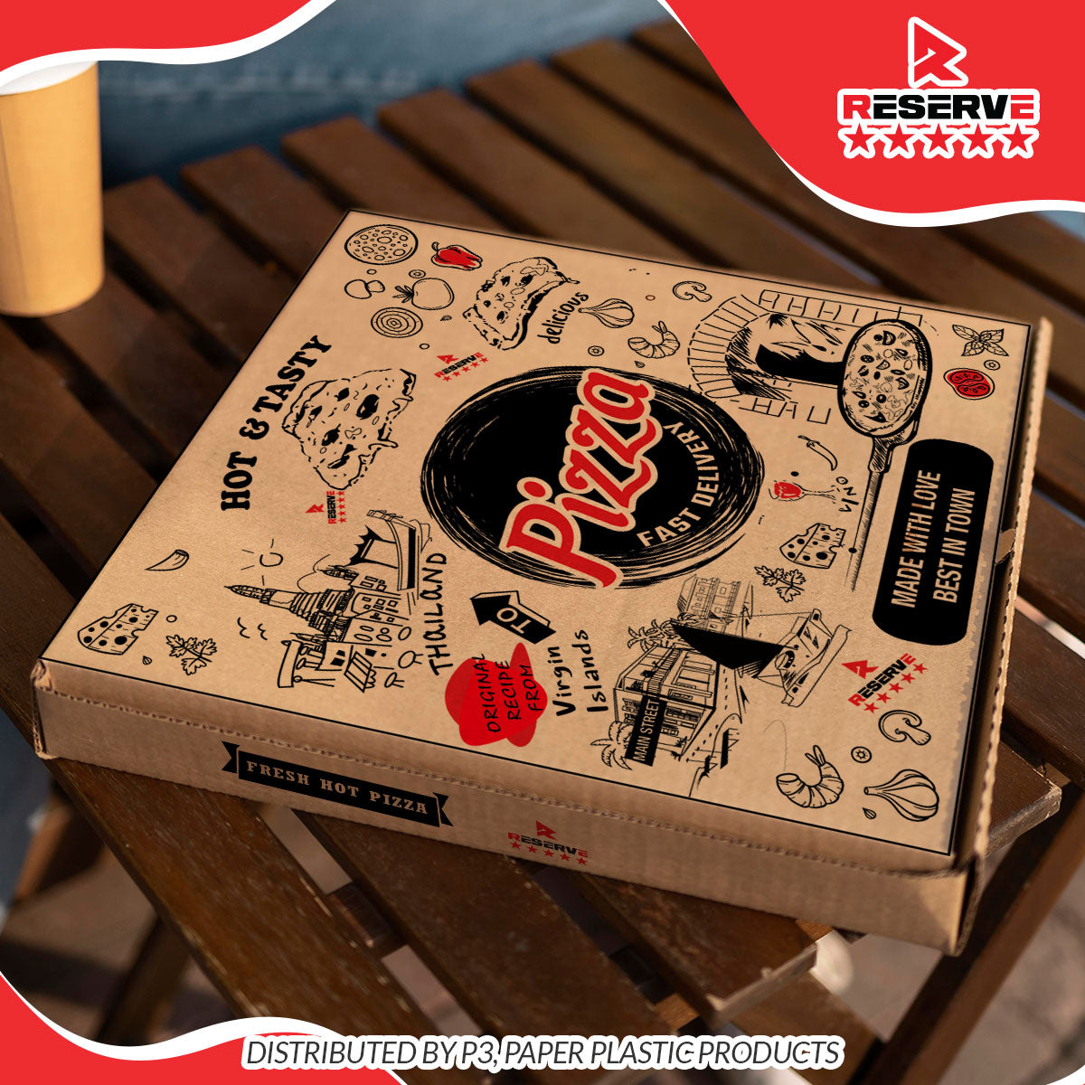 Pizza Box 12" Reserve 1/50 (BVITOTHAI) | PIZRE10006 | 0009-H4