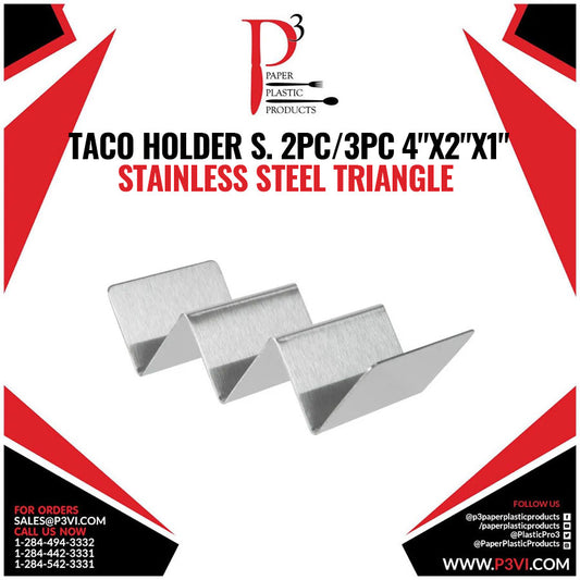 Taco Holder S. 2pc/3pc 4"x2"x1" Stainless Steel Triangle 1/1