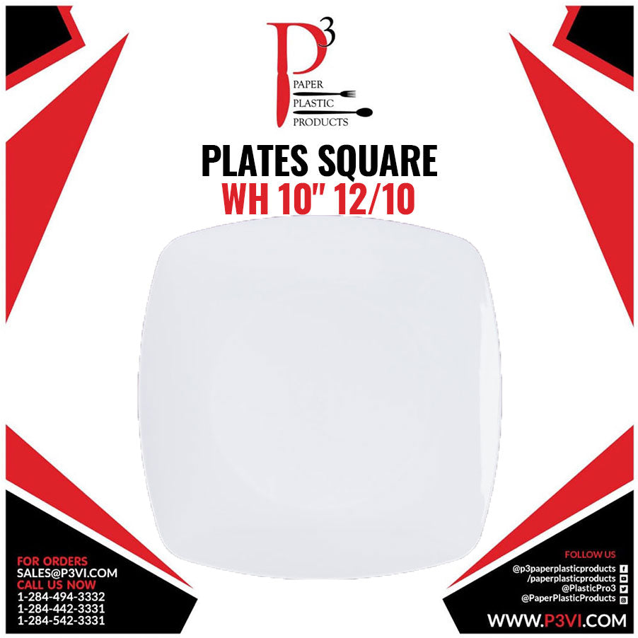 Plates Square WH 10" 12/10