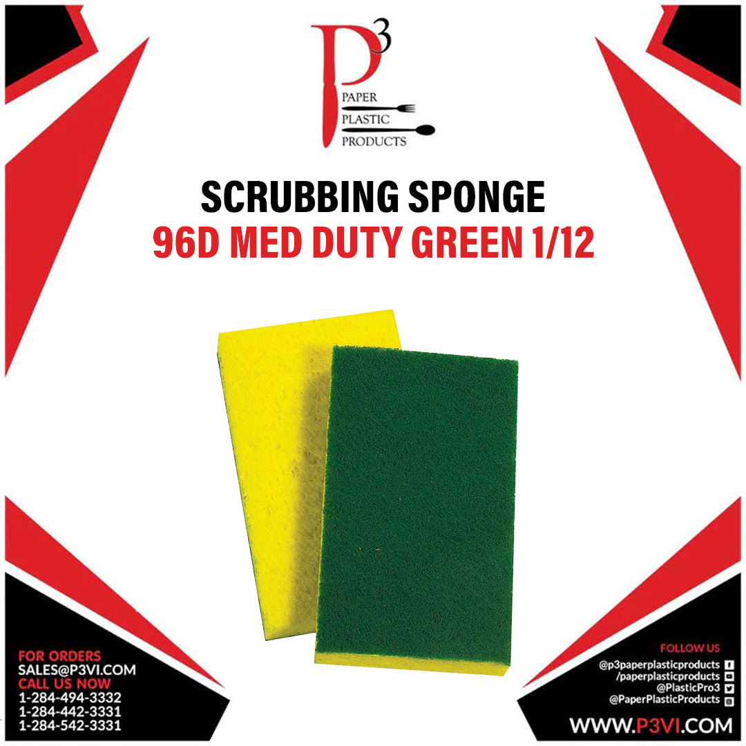 Scrubbing Sponge 96D Med Duty Green 1/12