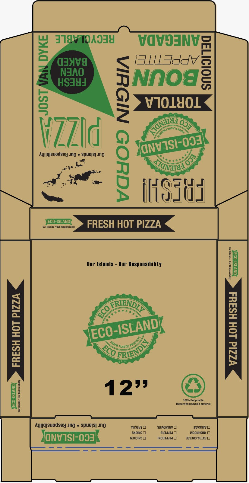 Pizza Box 12" Eco-Island 1/50 (Island Names)