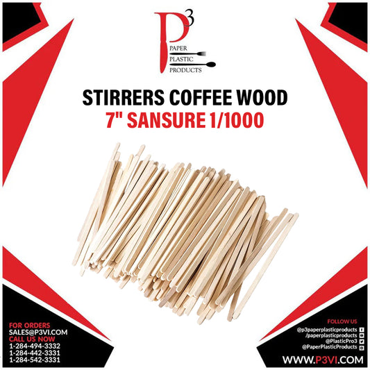 Stirrers Coffee Wood 7" Sansure 1/1000