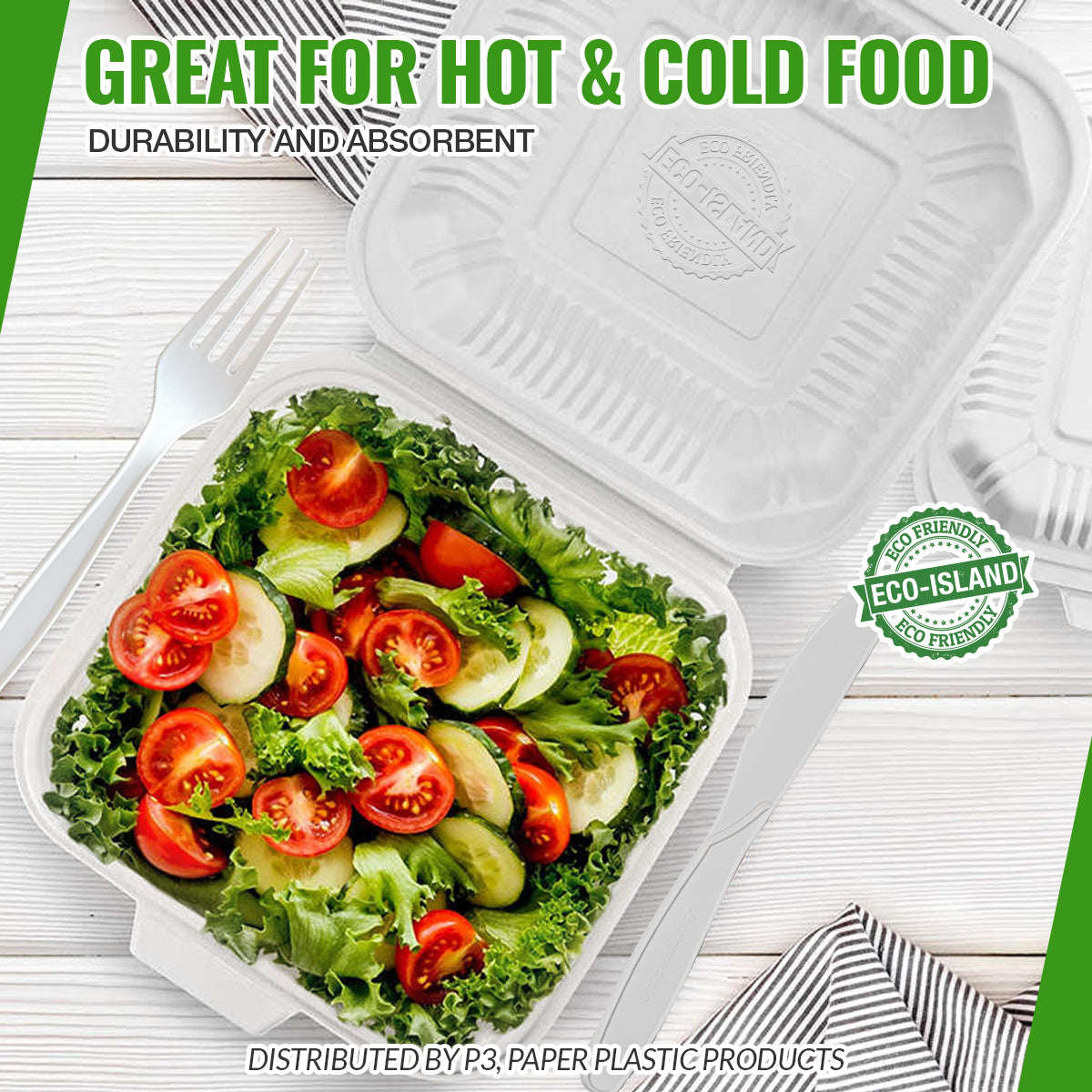 8x8x2 Degradable PP Reserve 4/50 - 3C PP White | FCB10028 | RDT82003C