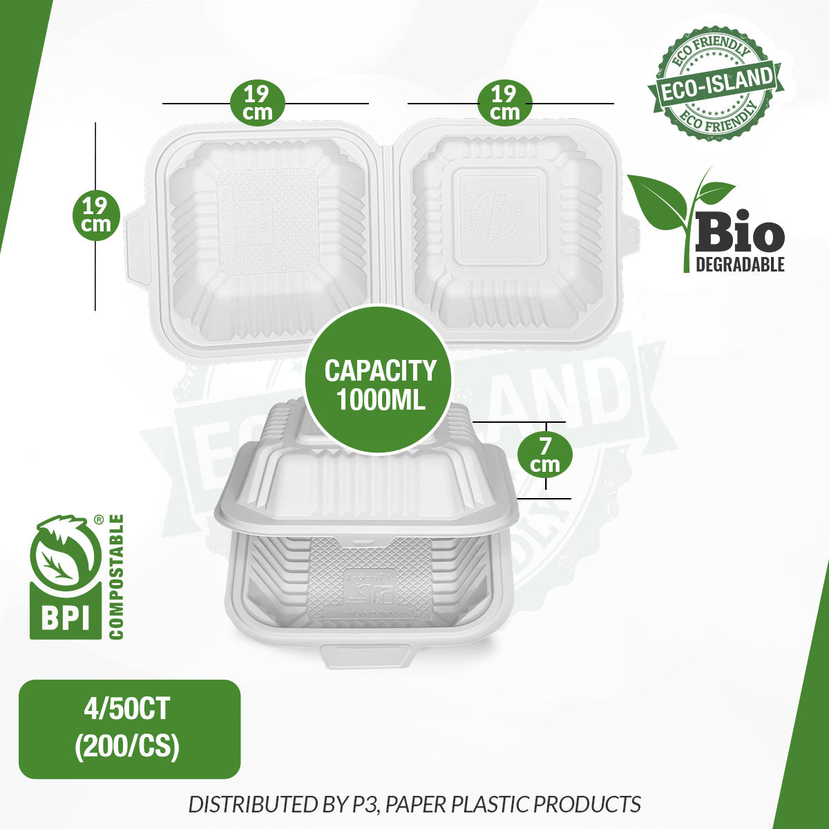 8x8x2 Degradable PP Reserve 4/50 - 3C PP White | FCB10028 | RDT82003C