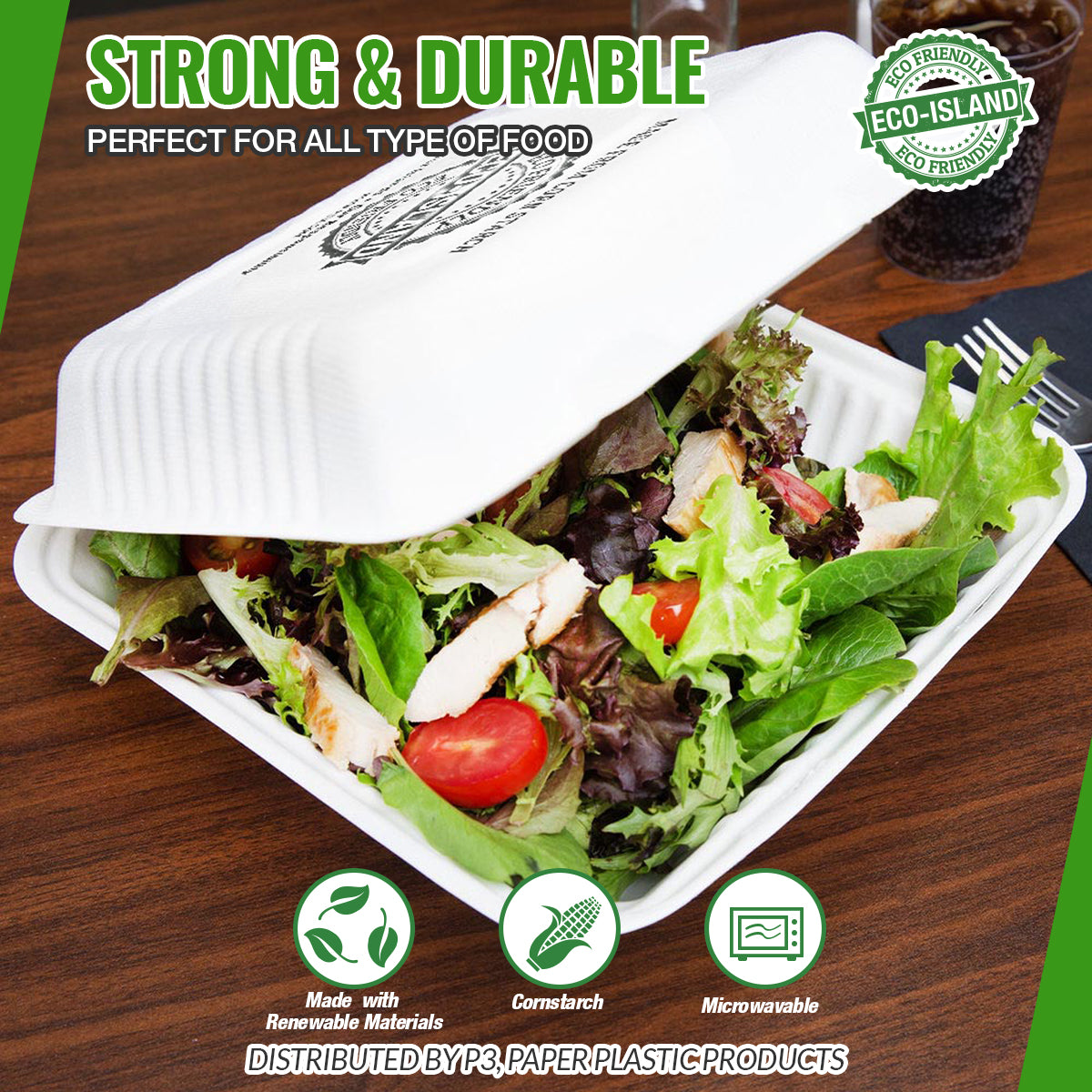 8x8x2 Degradable PP Reserve 4/50 - 3C PP White | FCB10028 | RDT82003C