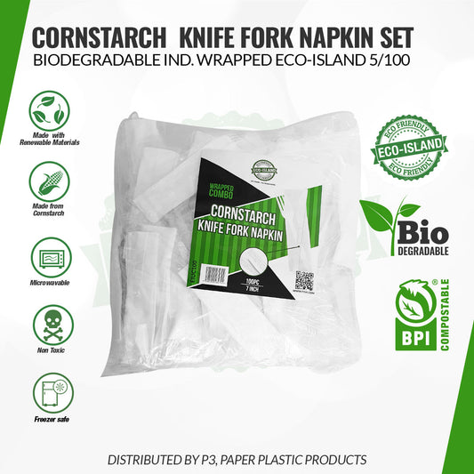 Wrapped Eco-Island Combo Knife, Fork & Napkin 5/100 | CWEC10000 | EIUC500