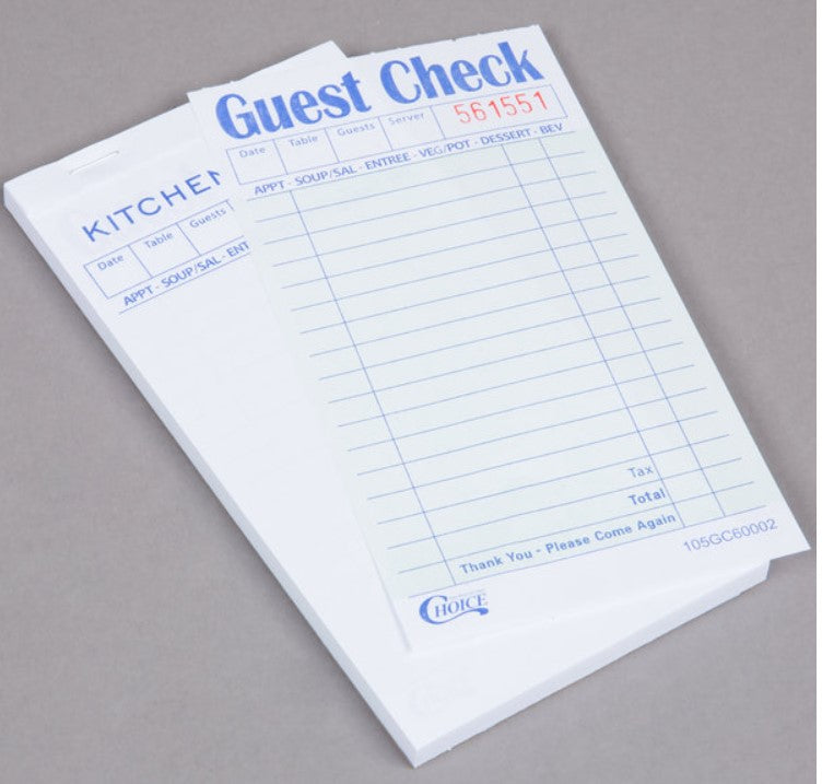 Guest Check Book 2 Part G+W Carbonless 5/10/50
