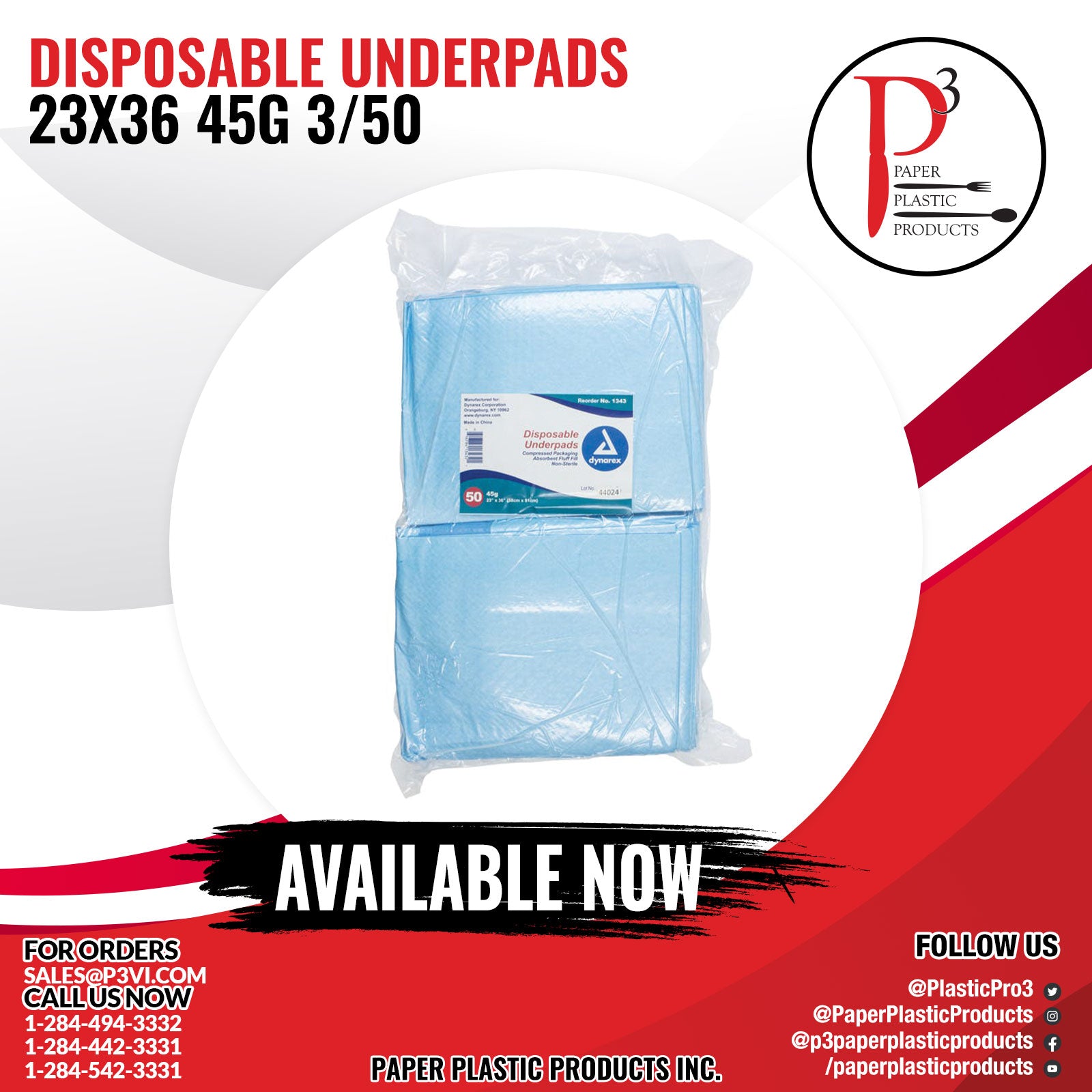 Disposable Underpads 23x36 45g 3/50