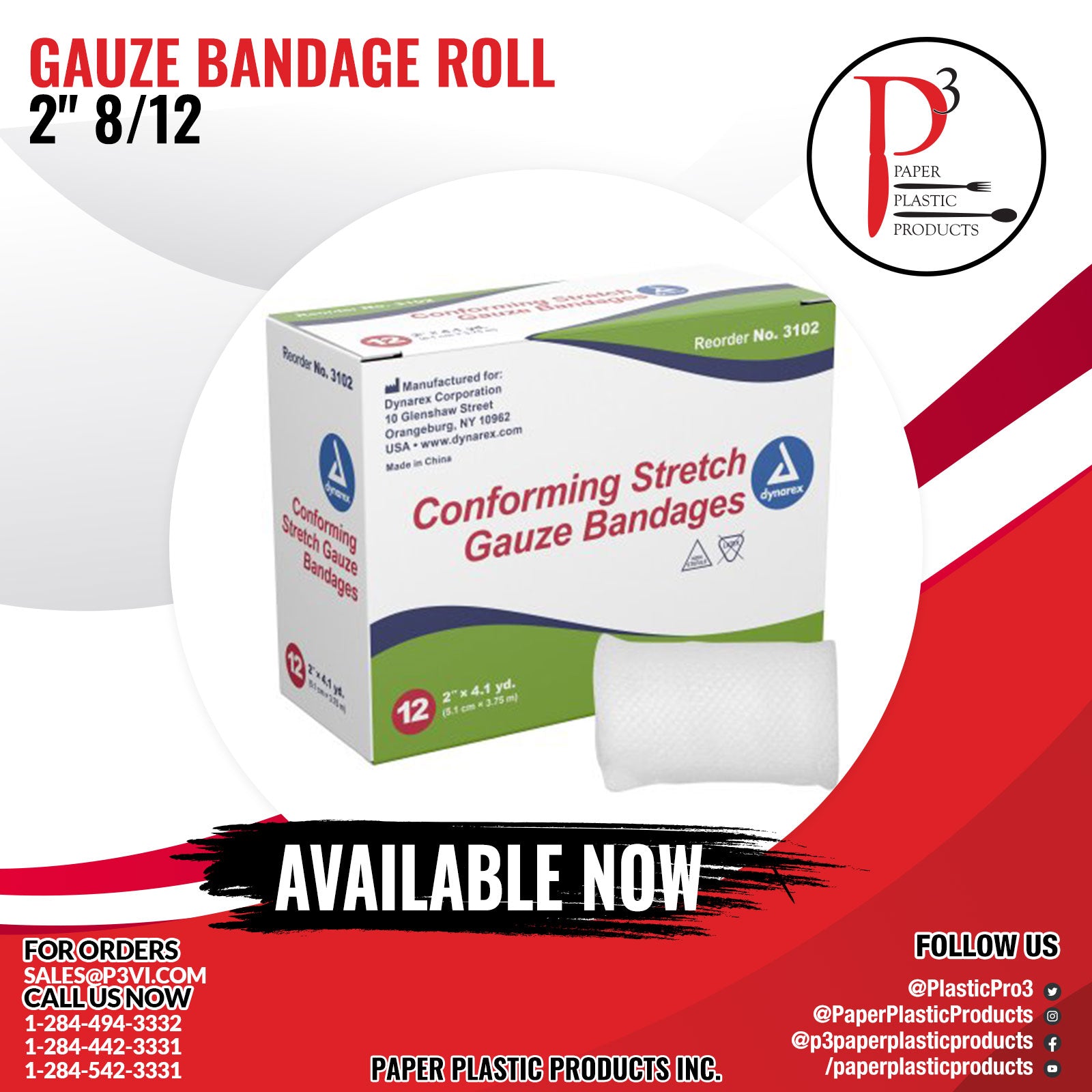 Gauze Bandage Roll 2" 8/12