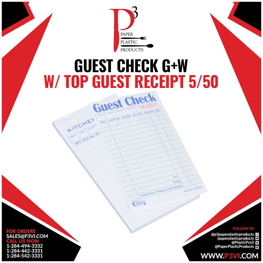 Guest Check G+W w/ Top Guest Receipt 5/50