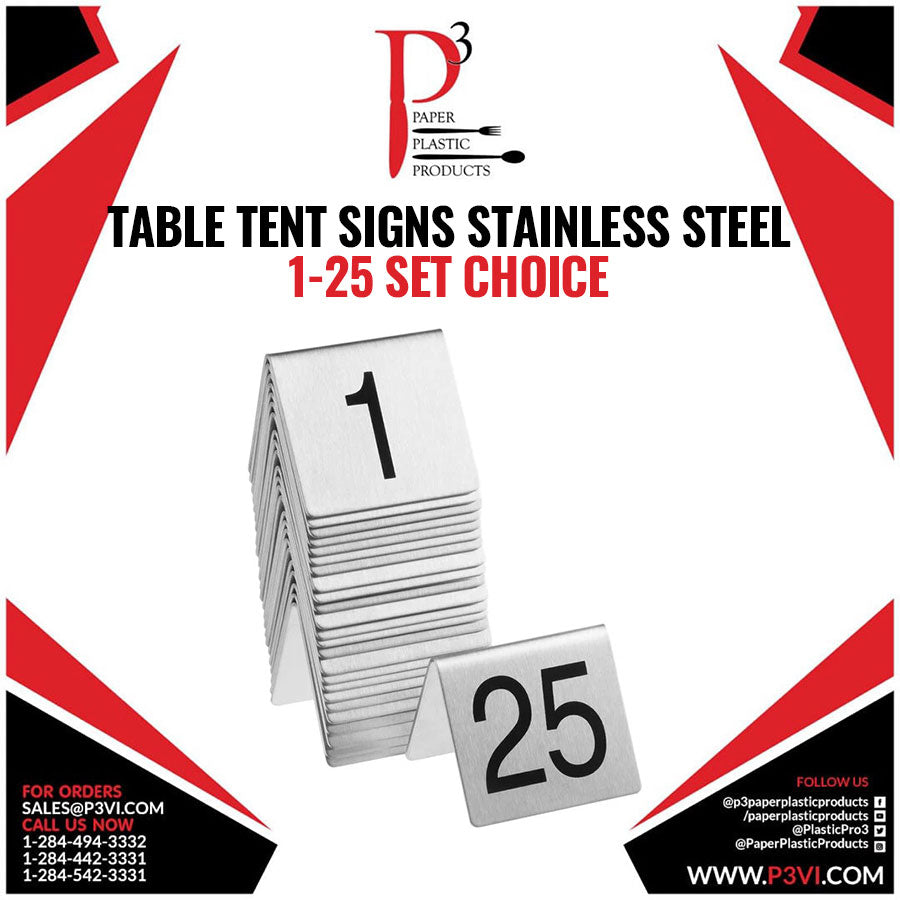 Table Tent Signs Stainless Steel 1-25 Set Choice 1/1