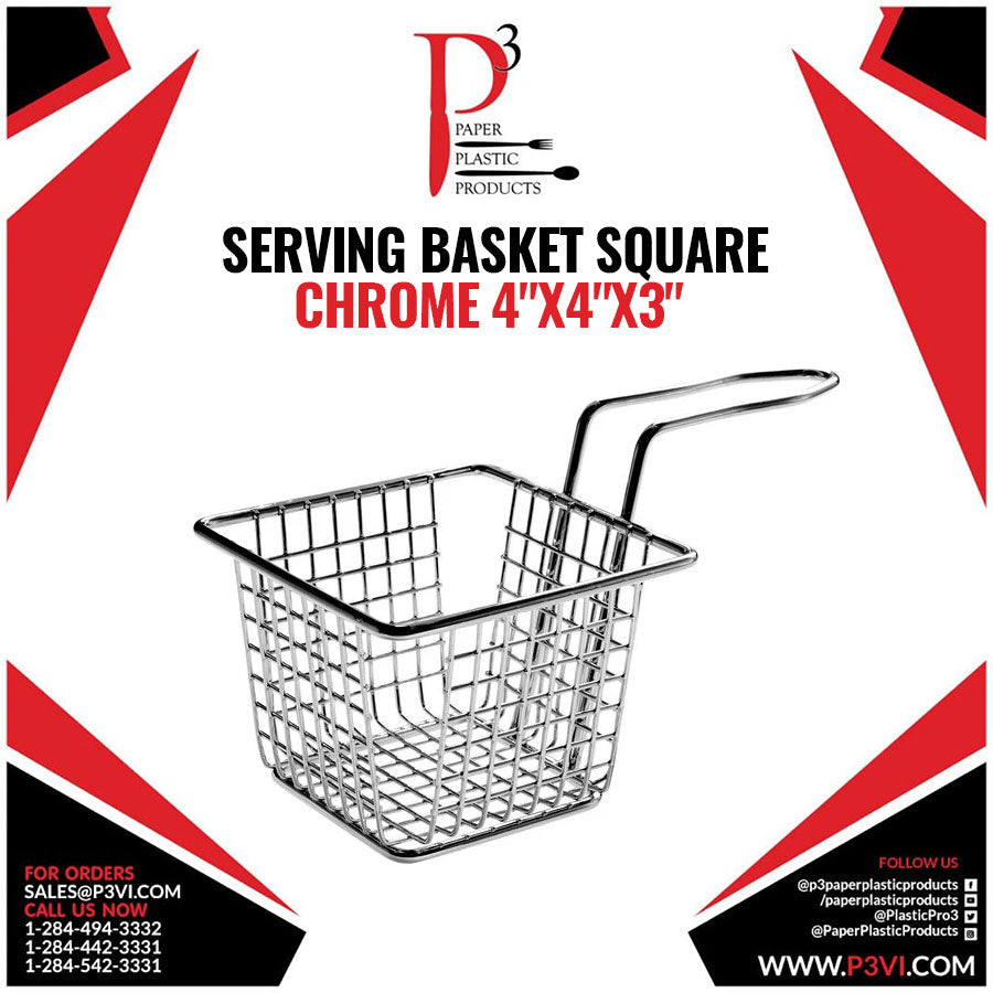 Serving Basket Square Chrome 4"x4"x3" Choice 1/1