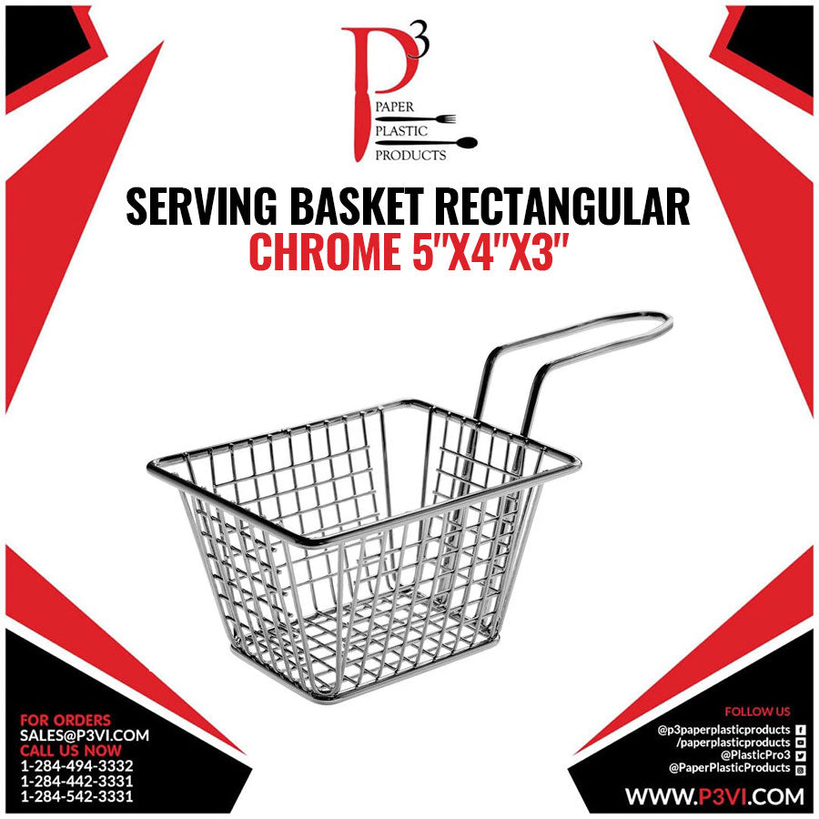 Serving Basket Rectangular Chrome 5"x4"x3" Choice 1/1