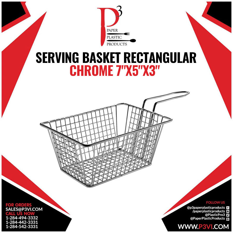 Serving Basket Rectangular Chrome 7"x5"x3" Choice 1/1