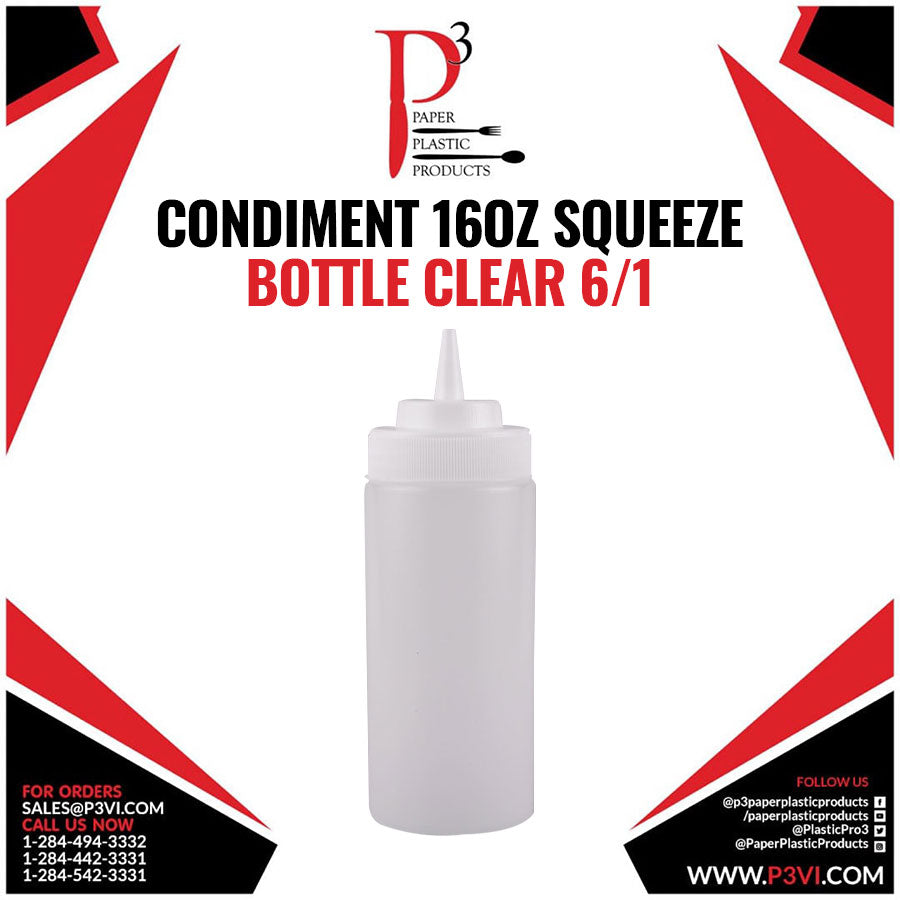 Condiment 16oz Squeeze Bottle CLEAR 6/1