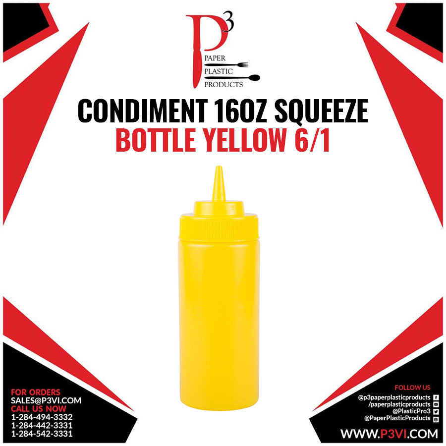 Condiment 16oz Squeeze Bottle YELLOW 6/1