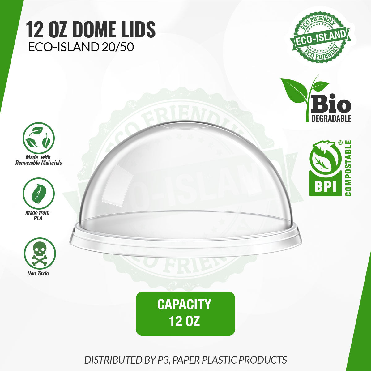 12oz Eco-Island Dome Lids 20/50