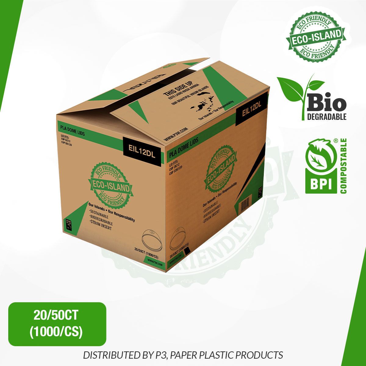 12oz Eco-Island Dome Lids 20/50