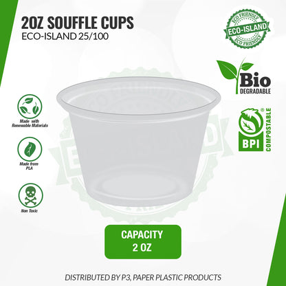 2oz Souffle Lids Eco-Island 25/100
